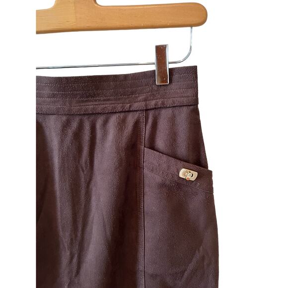 J McLaughlin Rowena Skirt Mocha Chocolate Brown Faux Suede 4 - Picture 5 of 8